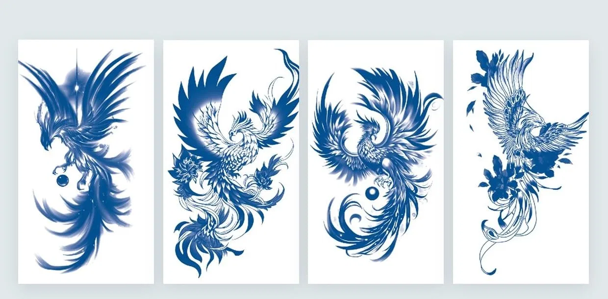 Временные полуперманентные татуировки «Феникс» (4 листа) Beyondtattoos — фото 3