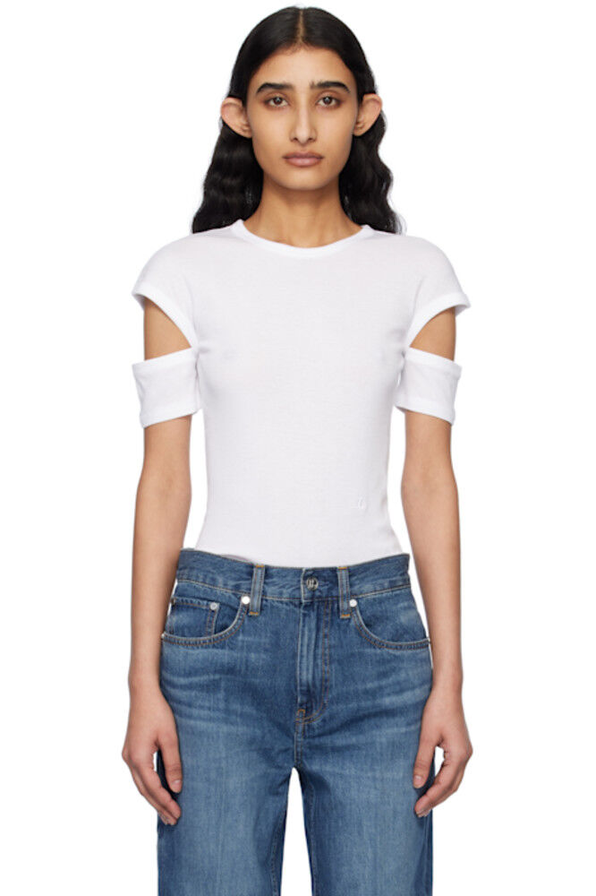 

Белая тонкая футболка с логотипом Helmut Lang