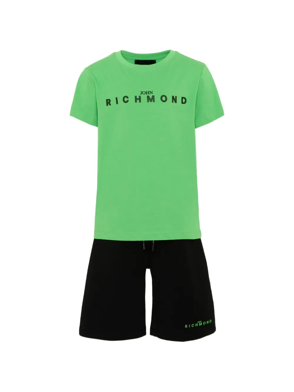 Хлопковый спортивный костюм с логотипом John Richmond Junior, зеленый
