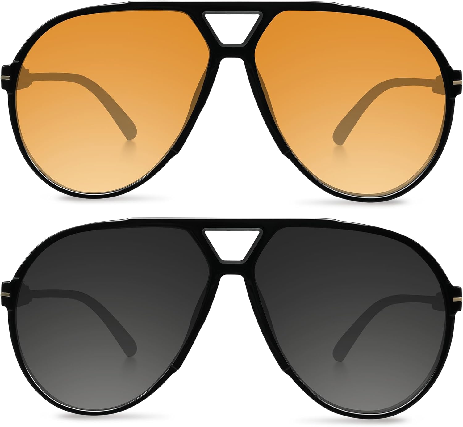 

Большие солнцезащитные очки-авиаторы для женщин и мужчин — ретро-стиль 70-х, модные солнцезащитные очки-авиаторы в винтажном стиле kunqun, Gradient Orange+gradient Black