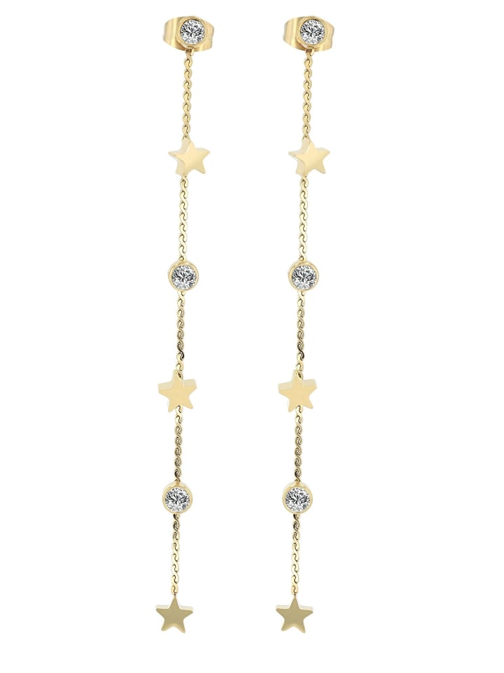 

Adeliás Женские серьги - серьги-гвоздики из нержавеющей стали с золотыми стразами