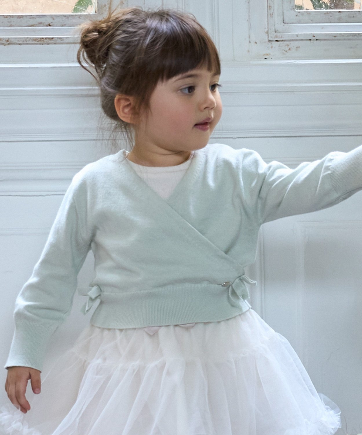 Кардиган Вязание Cache-Coeur Petit Main, Light Green