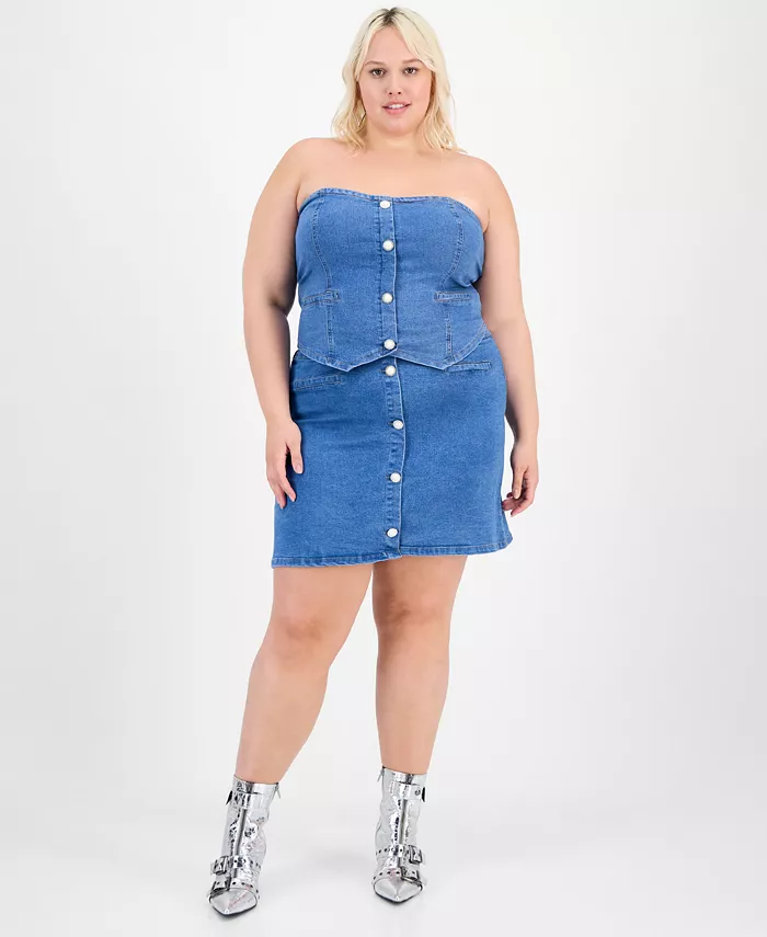 

Комплект из топа-корсета и мини-юбки Trendy Plus Denim FULL CIRCLE TRENDS, синий