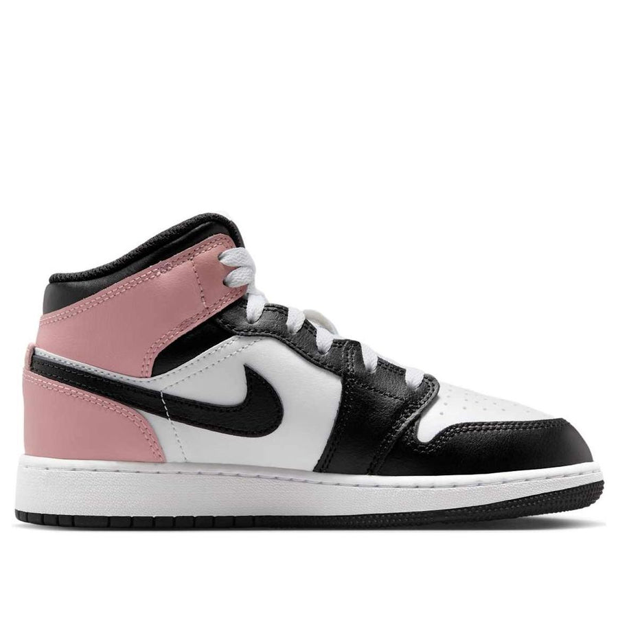 Кроссовки (GS) Air Jordan 1 Mid 'White Rust Pink', белый — фото 2