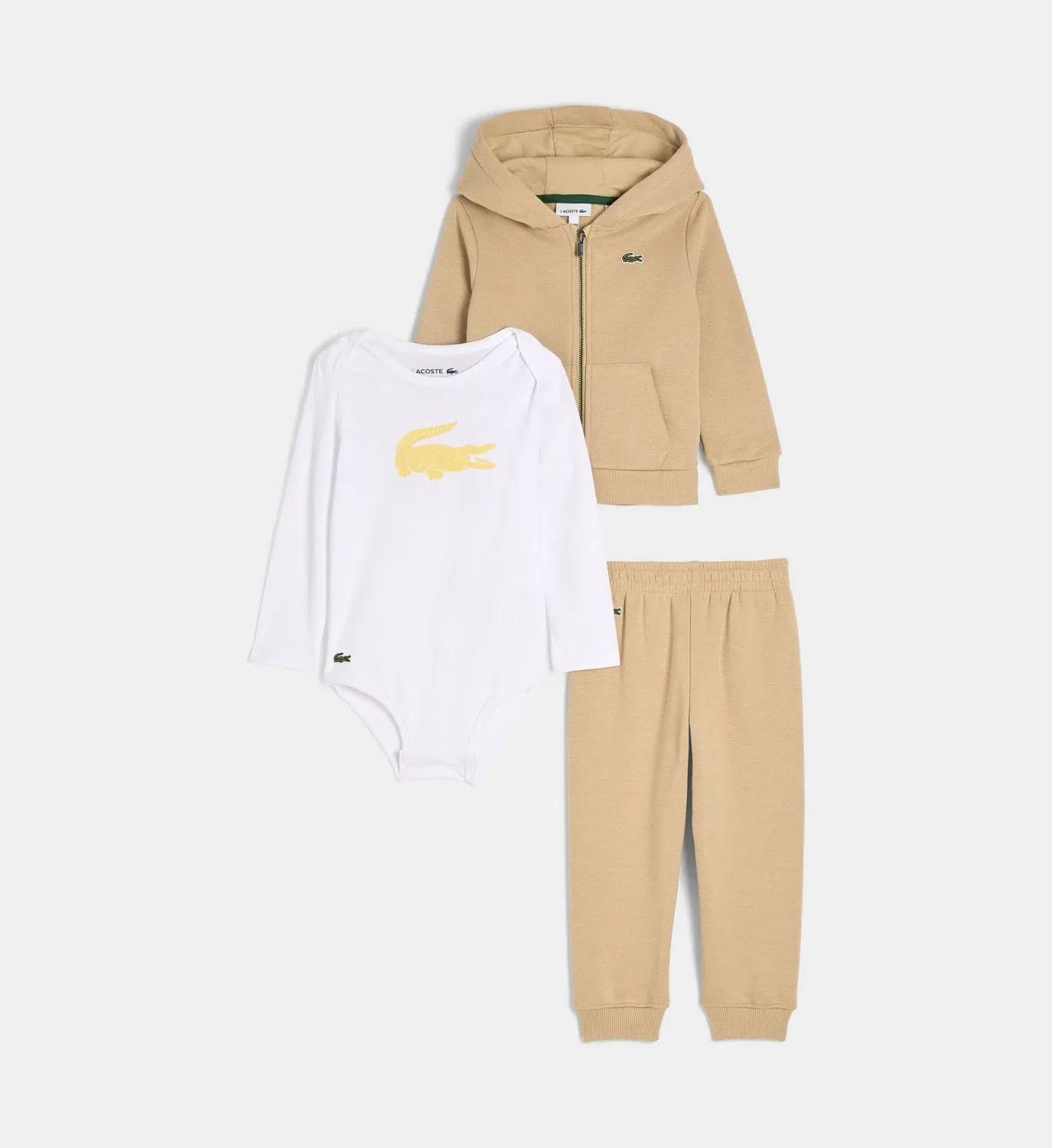 Комплект из 3 предметов из флисового хлопка Lacoste, бежевый