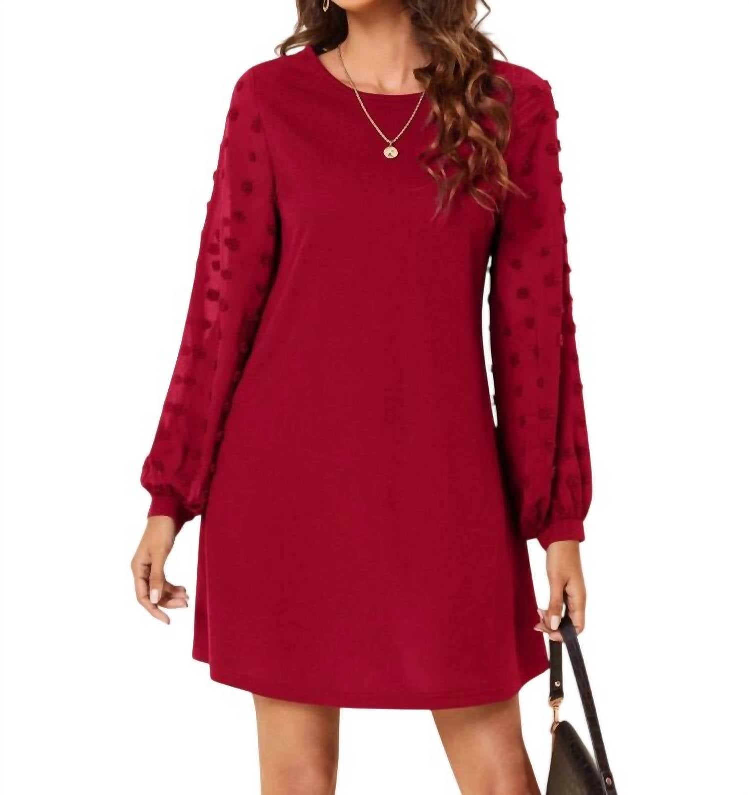 

Платье Clasi Swiss Dot Side Solid в красном цвете Shein
