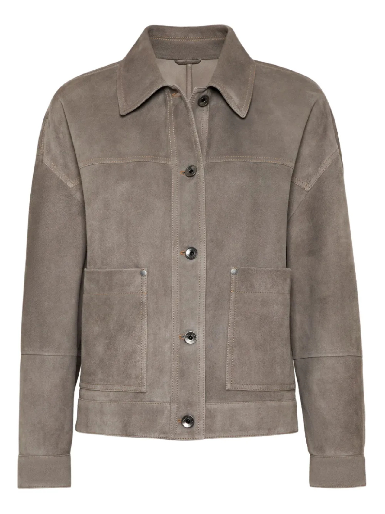 

Brunello Cucinelli кожаная куртка на молнии, серый