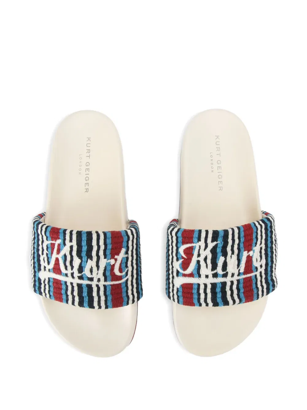 Слайды с вышитым логотипом в полоску Kurt Geiger London, красный — фото 2