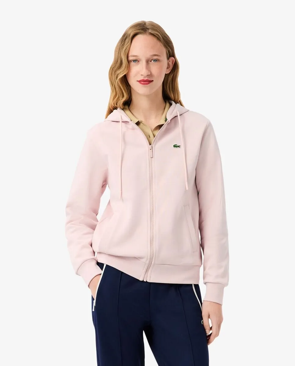 Толстовка женская Lacoste, розовый, капюшон на молнии — фото 2