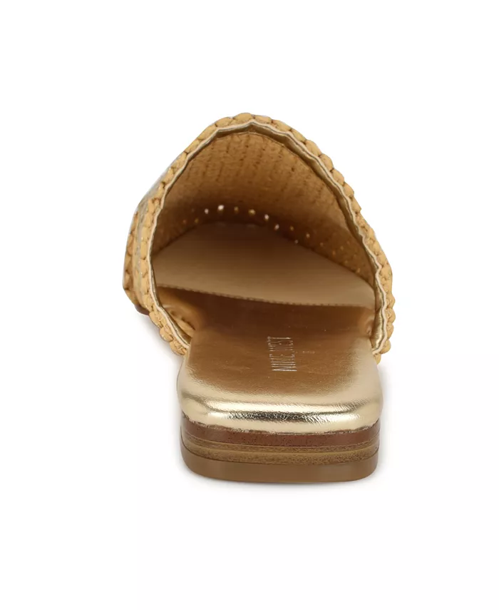 Женские мюли Campton из ткани на шнуровке Nine West, золотой — фото 3