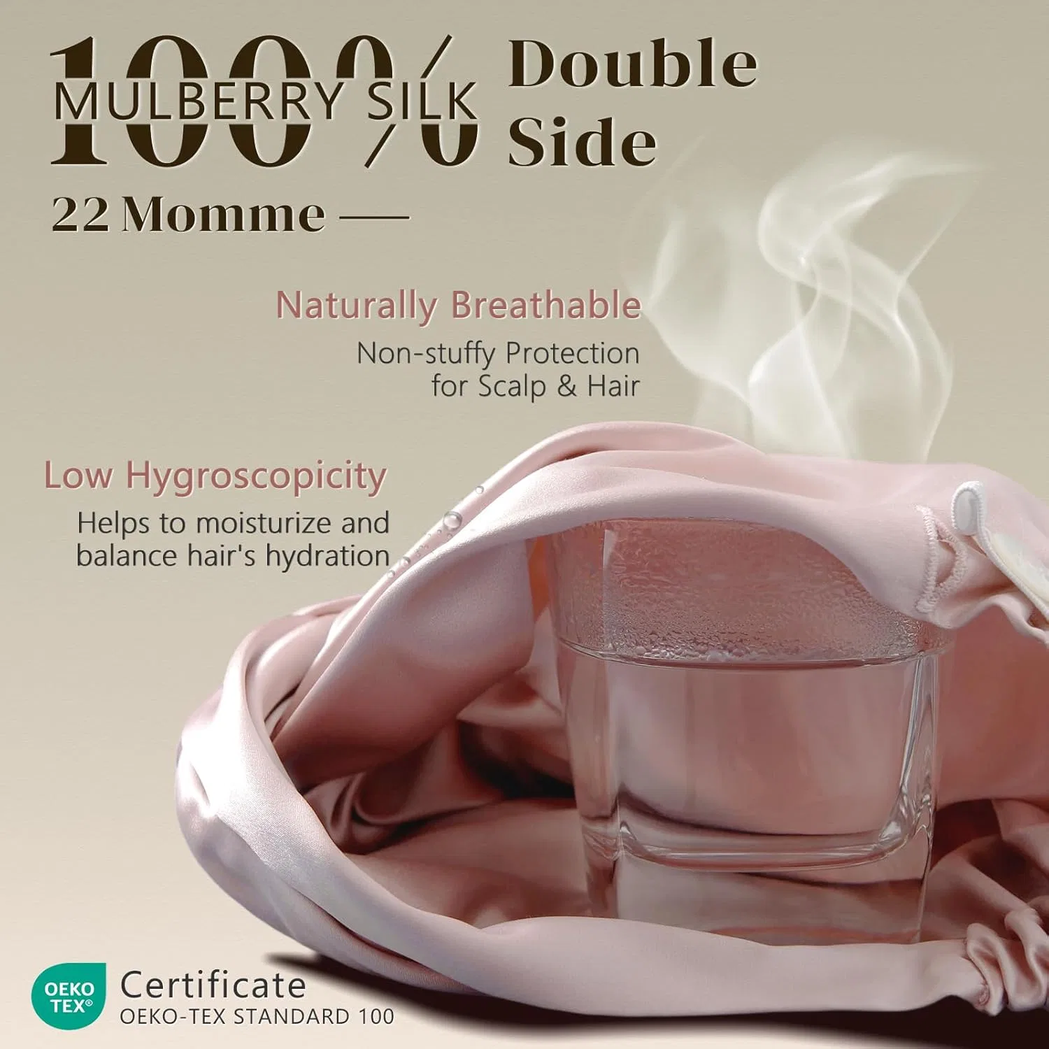 Женская шапочка для сна из 100% шелка ZIMASILK Zimasilk, New Light Plum — фото 2