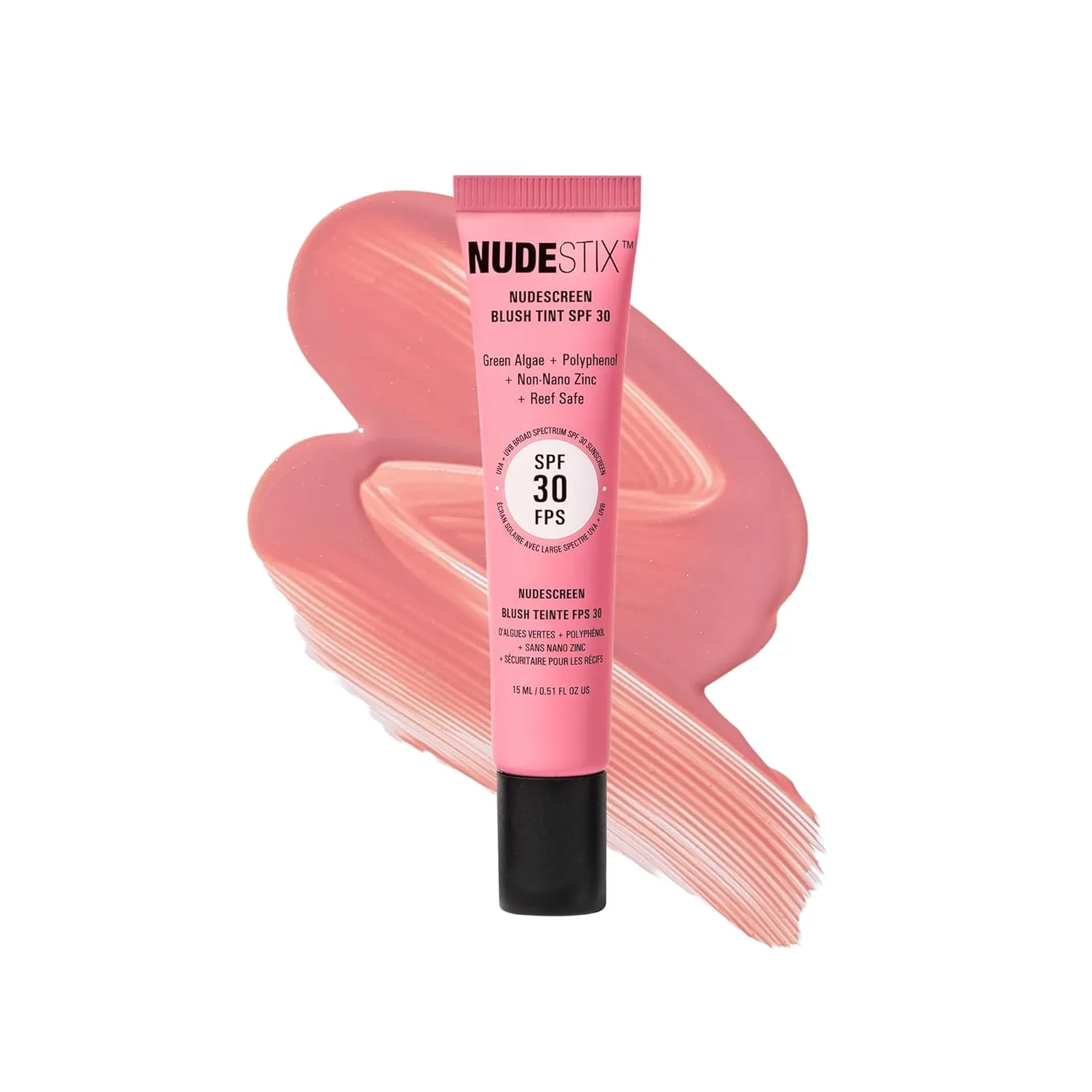 Жидкие румяна-тинт Nudestix Nudescreen Blush Tint SPF 30 - многофункциональные румяна для щек, глаз и губ с минеральным солнцезащитным фильтром | Широкий спектр защиты от UVA/UVB-лучей и синего света, Pink Sunrise