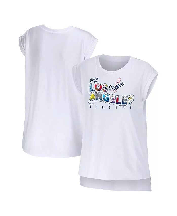

Женская белая футболка с поздравлением Los Angeles Dodgers Wear By Erin Andrews