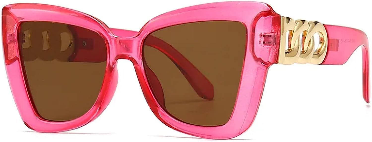 

Роскошные солнцезащитные очки для женщин и мужчин, модные, винтажные, для путешествий, трендовые, с большой оправой, большие, в форме «кошачий глаз» TKKTLLT, Pink Brown