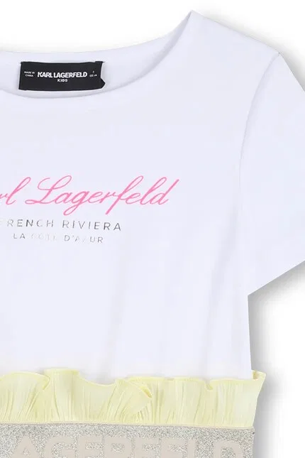 Платье детское из смесовых тканей Karl Lagerfeld, желтый — фото 4