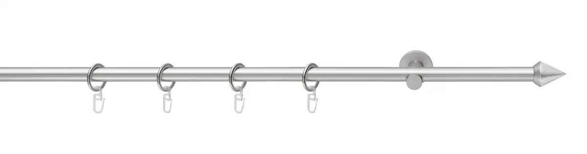 

Карниз Good Life "PUNTA", 1 направляющая, фиксированного размера, с кольцами 140 см, Ø16мм, цвет chromfarben