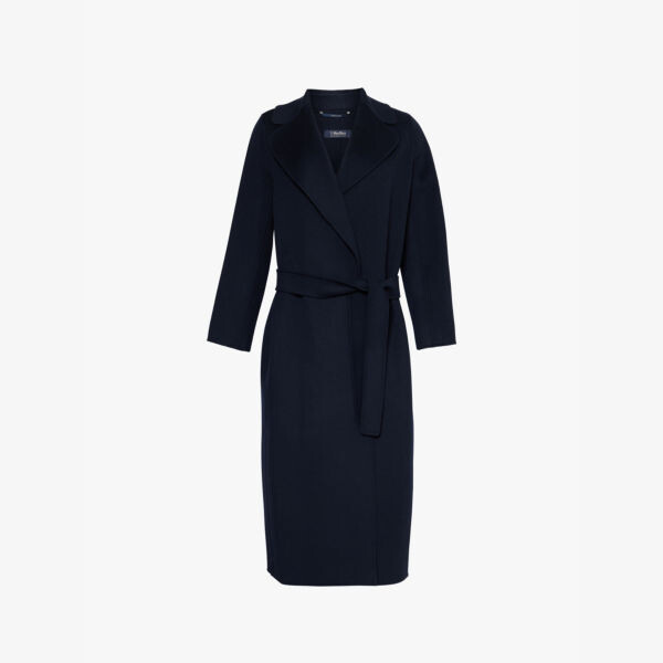 

Пальто шерстяное Poldo прямого кроя с лацканами S Max Mara, синий