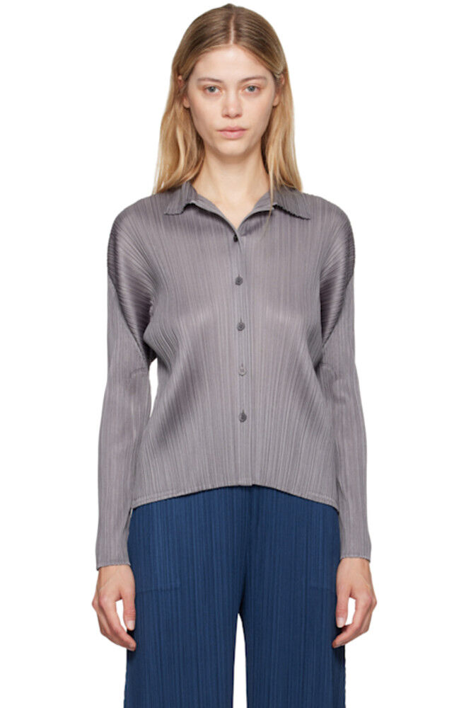 

Серая базовая рубашка PLEATS PLEASE ISSEY MIYAKE