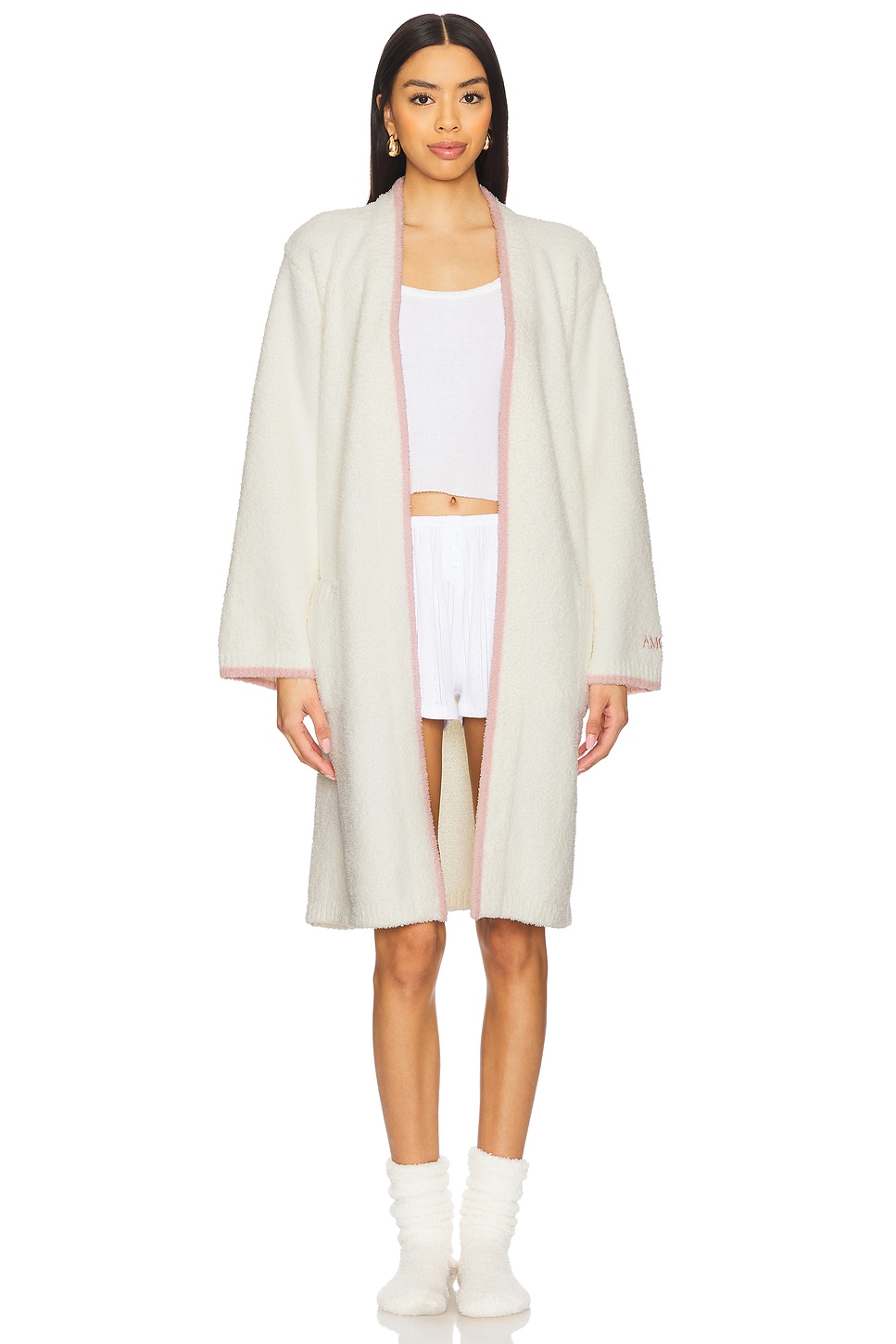 

Халат Cozychic amore Barefoot Dreams, pearl & pink peonie