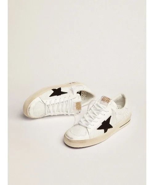 Мужские кроссовки Stardan GOLDEN GOOSE бело-чёрные с винтажной обработкой — фото 2