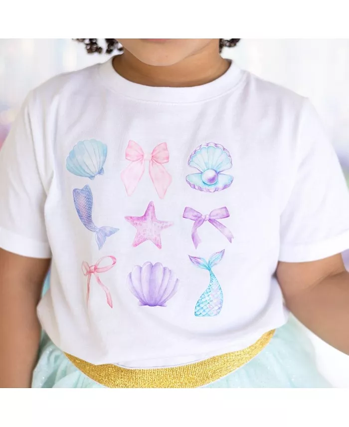 Футболка с коротким рукавом для девочек Toddler Girls Mermaid Cutie Sweet Wink, белый — фото 3