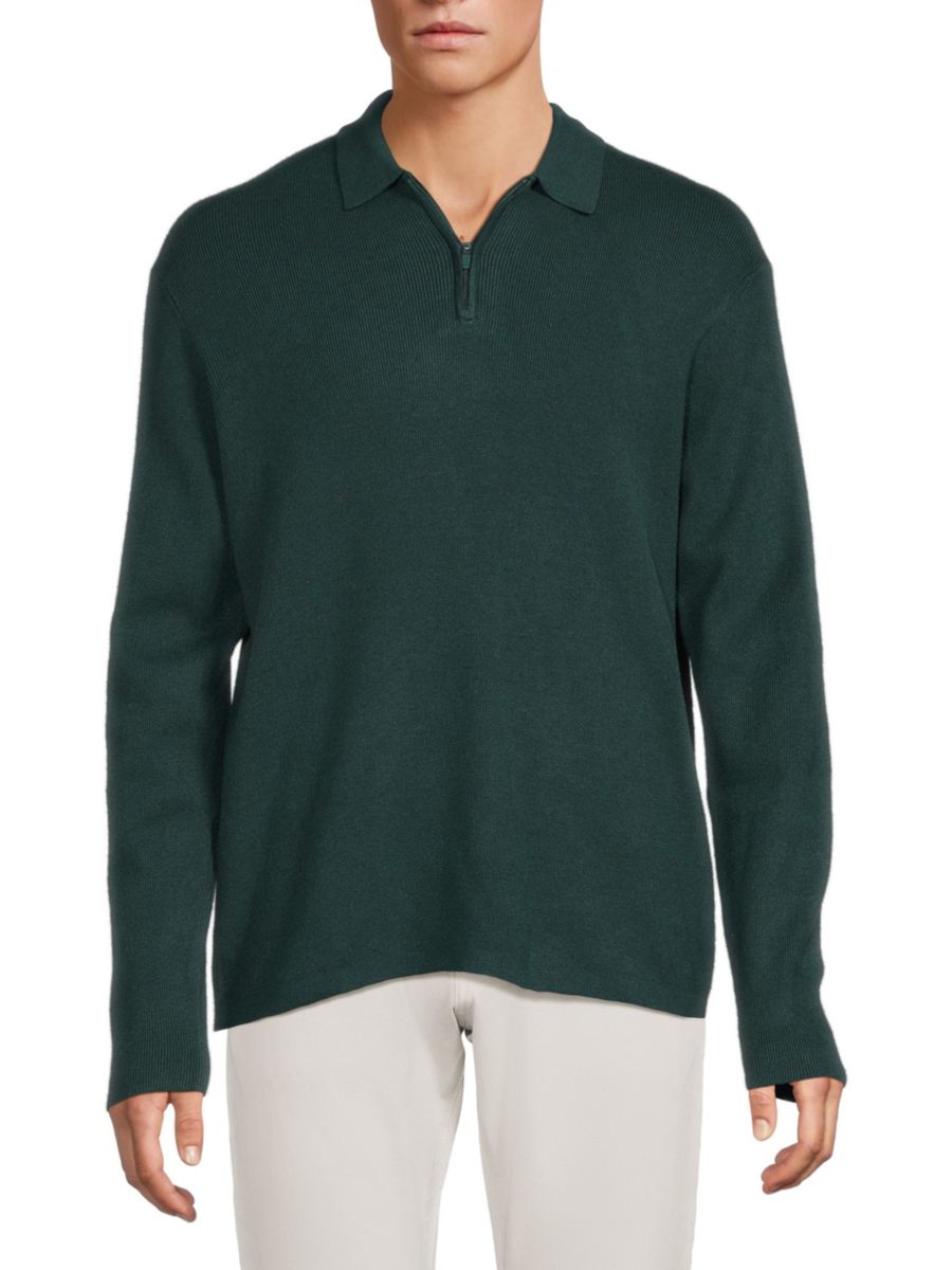 

Рубашка-поло с застежкой-молнией на четверть оборота Kenneth Cole, цвет Dark Green
