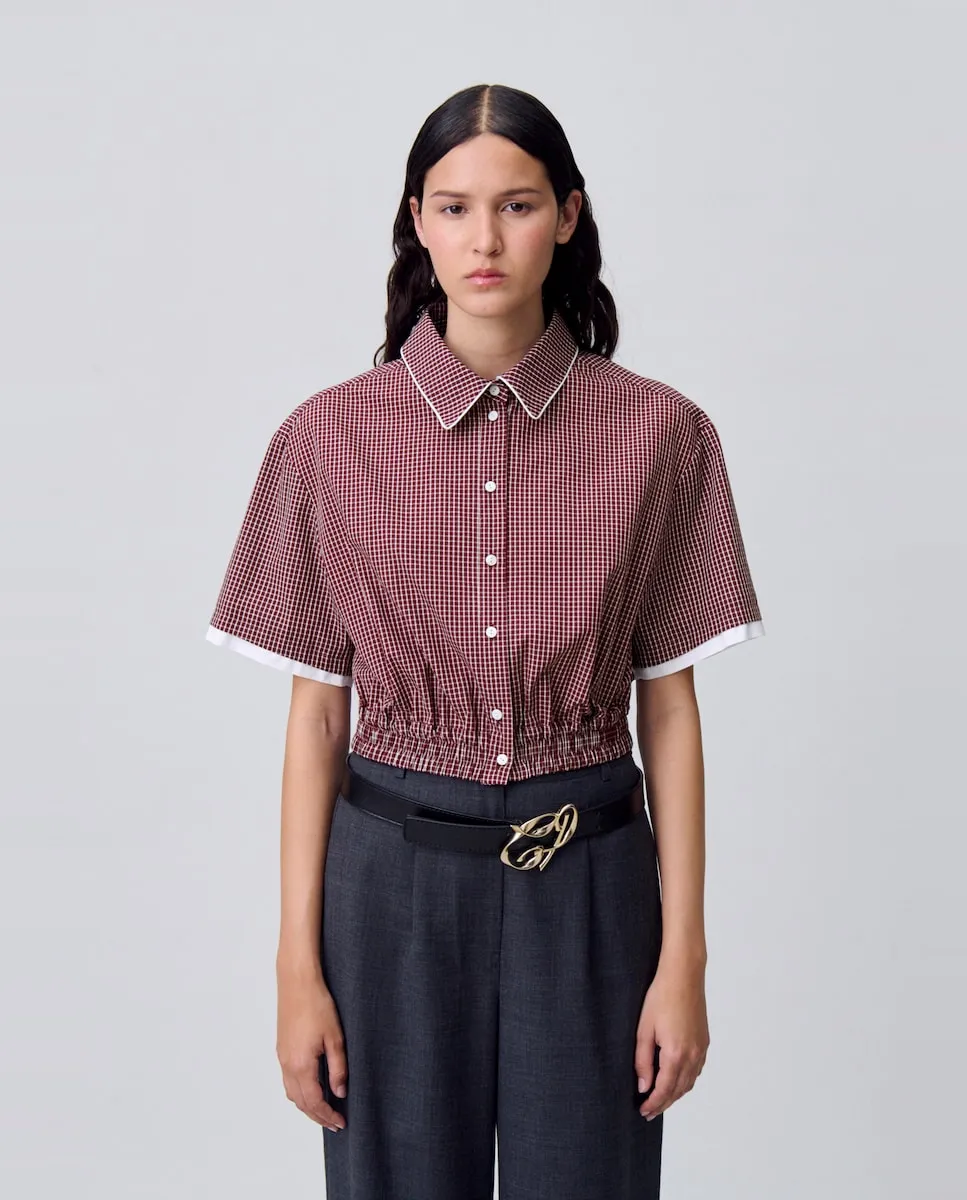 

Женская короткая рубашка в клетку Claudie Pierlot, бордовый