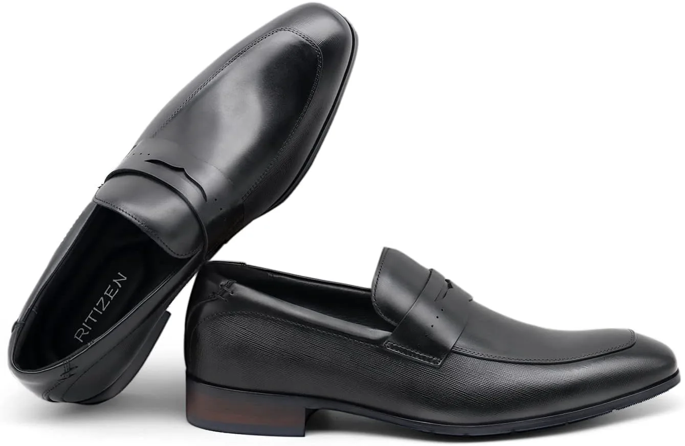 

Мужские слипоны оксфорды классические ручной работы из телячьей кожи, более компактные, выбирайте правильный размер, чтобы корректировать форму стопы RITIZEN, черный