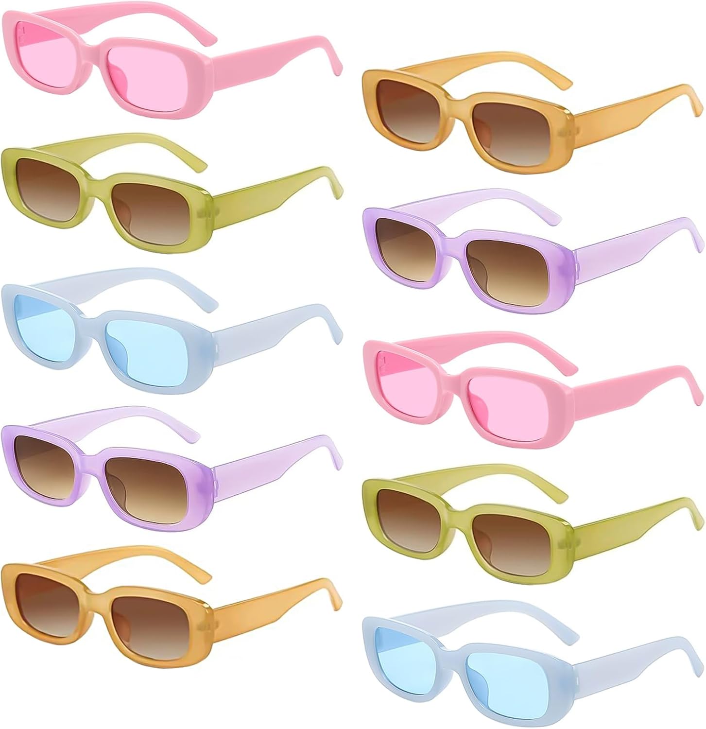 

Набор из 10 неоново-черных прямоугольных солнцезащитных очков оптом для женщин и мужчин, ретро-стиль, маленькие прямоугольные очки, сувениры для вечеринок Geopty, Assorted Color