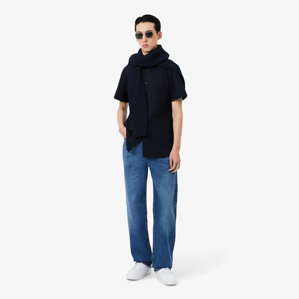 Мужские джинсы прямого кроя тёмно-синие от Lacoste — фото 4