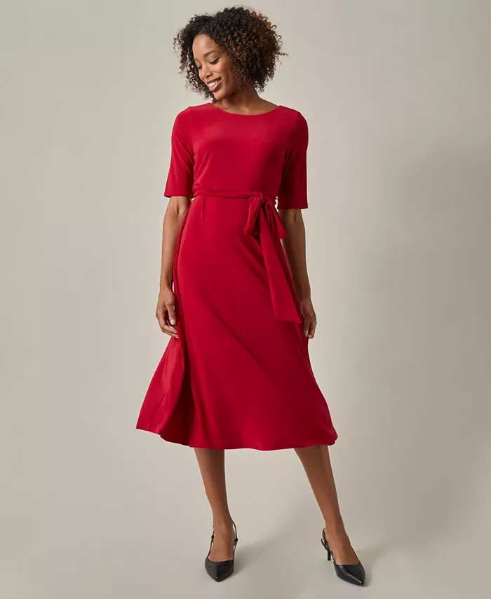 

Женское платье с завязкой на талии, короткими рукавами и силуэтом "fit & flare" Kasper, красный