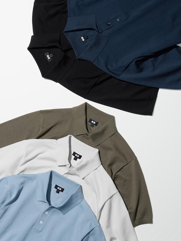 Стирающийся трикотажный джемпер-поло (короткий рукав) Uniqlo, черный — фото 4