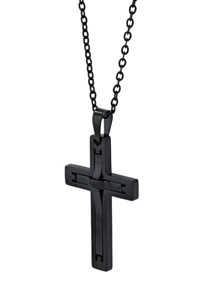 

Adeliás Мужское ожерелье с подвеской - крест из нержавеющей стали черного цвета