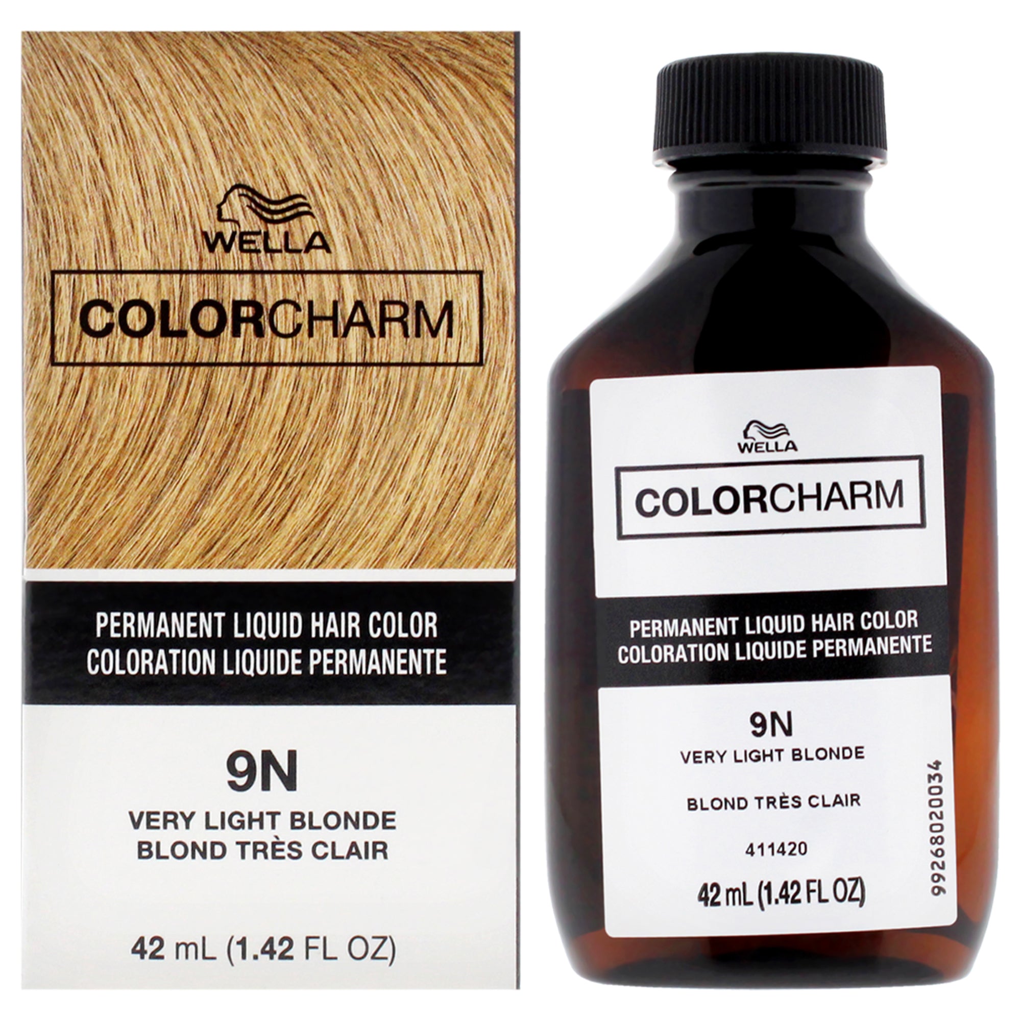 

Стойкая жидкая краска для волос Color Charm - 9N Очень светлый блонд от Wella, подходит для мужчин и женщин - 1,42 унции (42 г), прозрачный