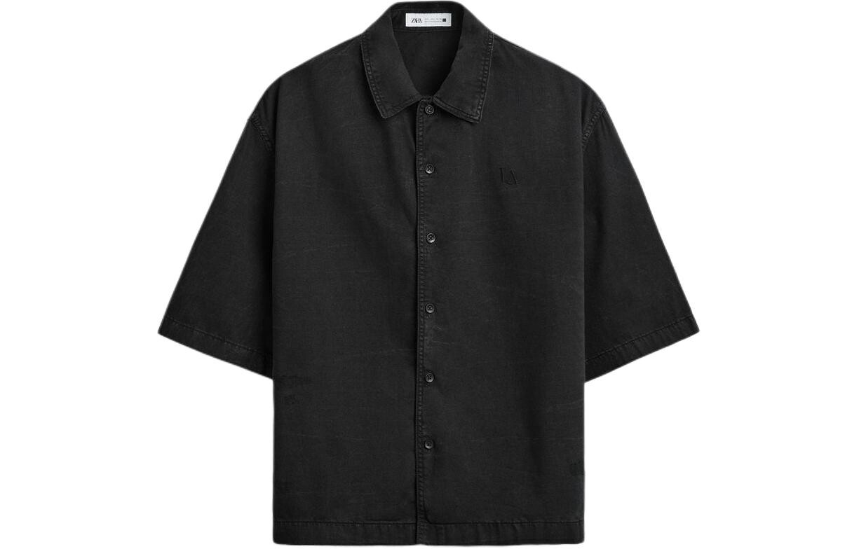 

Рубашка мужская черная Zara, черный