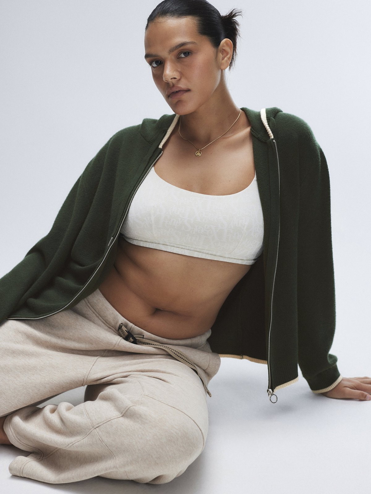 

Вязаный худи Savage X Fenty Lit Leisure Zip-Up, цвет Green Shade