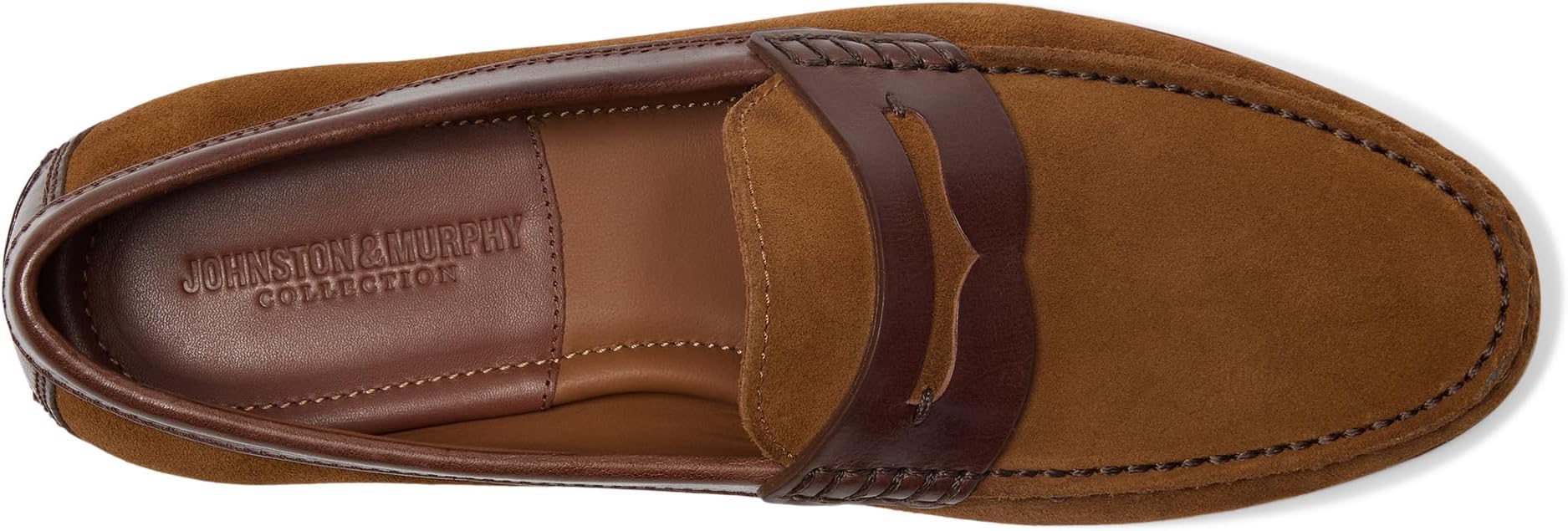 Лоферы Johnston & Murphy Collection Baldwin Penny, цвет Snuff Waxed English Suede/Brown Full Grain — фото 2