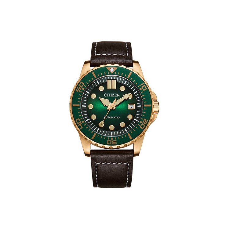 

CITIZEN Часы 3 Mechanical Movement Cow Leather Strap Watch Unisex Green Dial, Green Dial