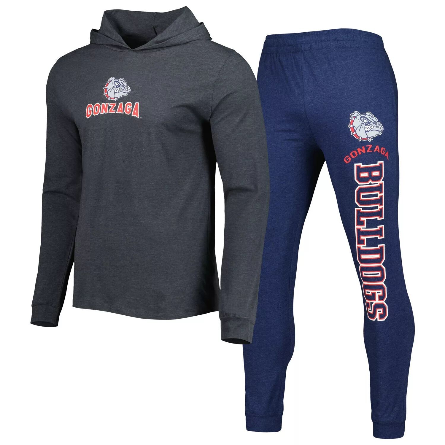 

Мужской спортивный пуловер с капюшоном и джоггерами Gonzaga Bulldogs Meter темно-синего/серого цвета и комплект для сна для джоггеров