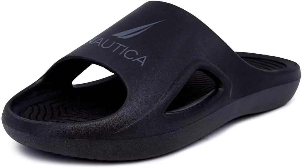 Мужские спортивные шлепанцы Nautica для душа, для дома и улицы - легкие, прочные и удобные, черный — фото 4
