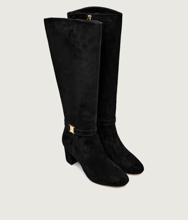 Кожаные сапоги Kellie на блочном каблуке Lauren Ralph Lauren, черный — фото 3