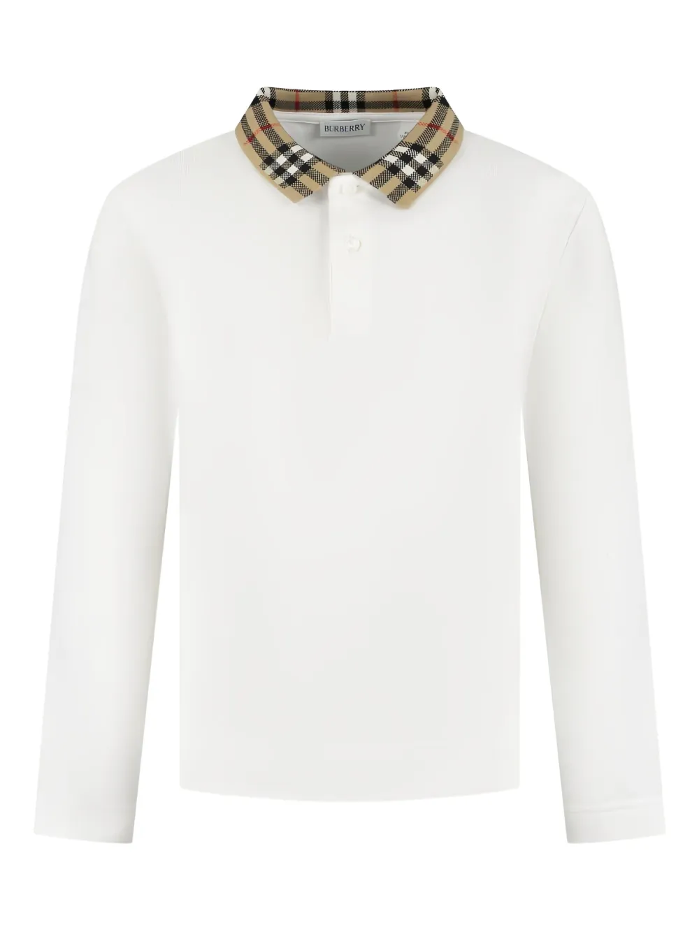 

Поло с отделкой в клетку BURBERRY KIDS, белый