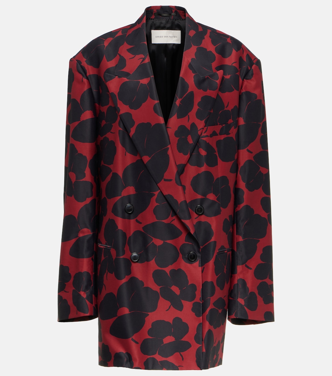 

Двубортный блейзер с цветочным принтом Dries Van Noten, красный
