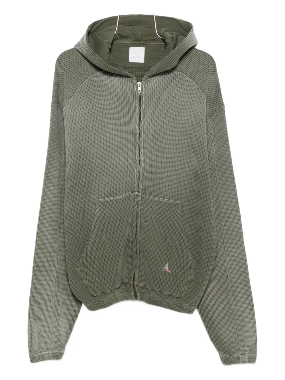 

Толстовка с капюшоном на молнии с вафельной текстурой ROA, зеленый