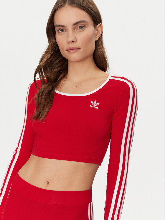 Блузка облегающего кроя adicolor 3-Stripes JD4626 Adidas, красный — фото 4