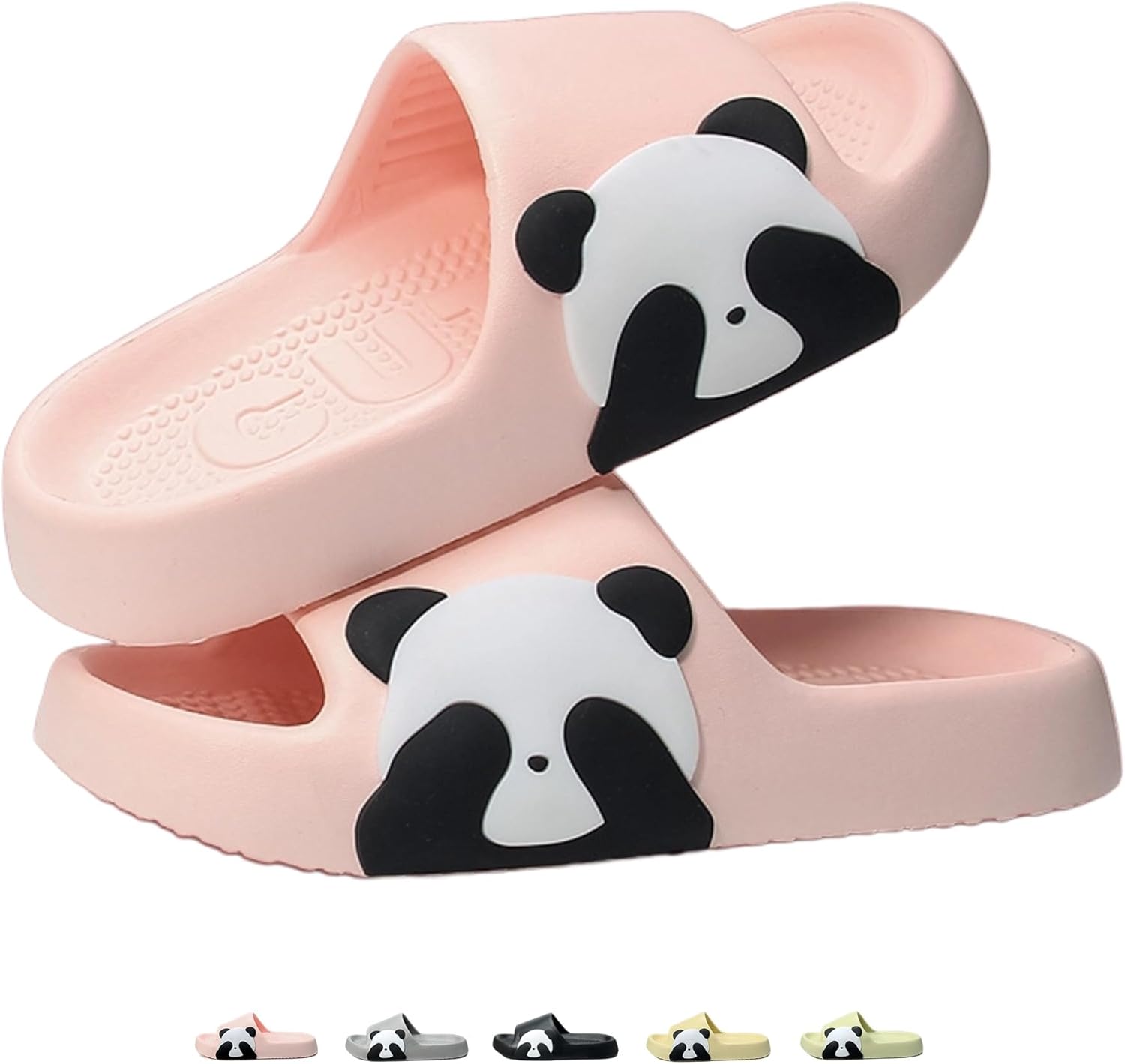 

Iwhgrmp Милые тапочки с пандой для женщин и мужчин, для дома и улицы, для душа, с нескользящей подошвой, очаровательные мультяшные слайды с пандой, удобные летние домашние сандалии для пары, розовый