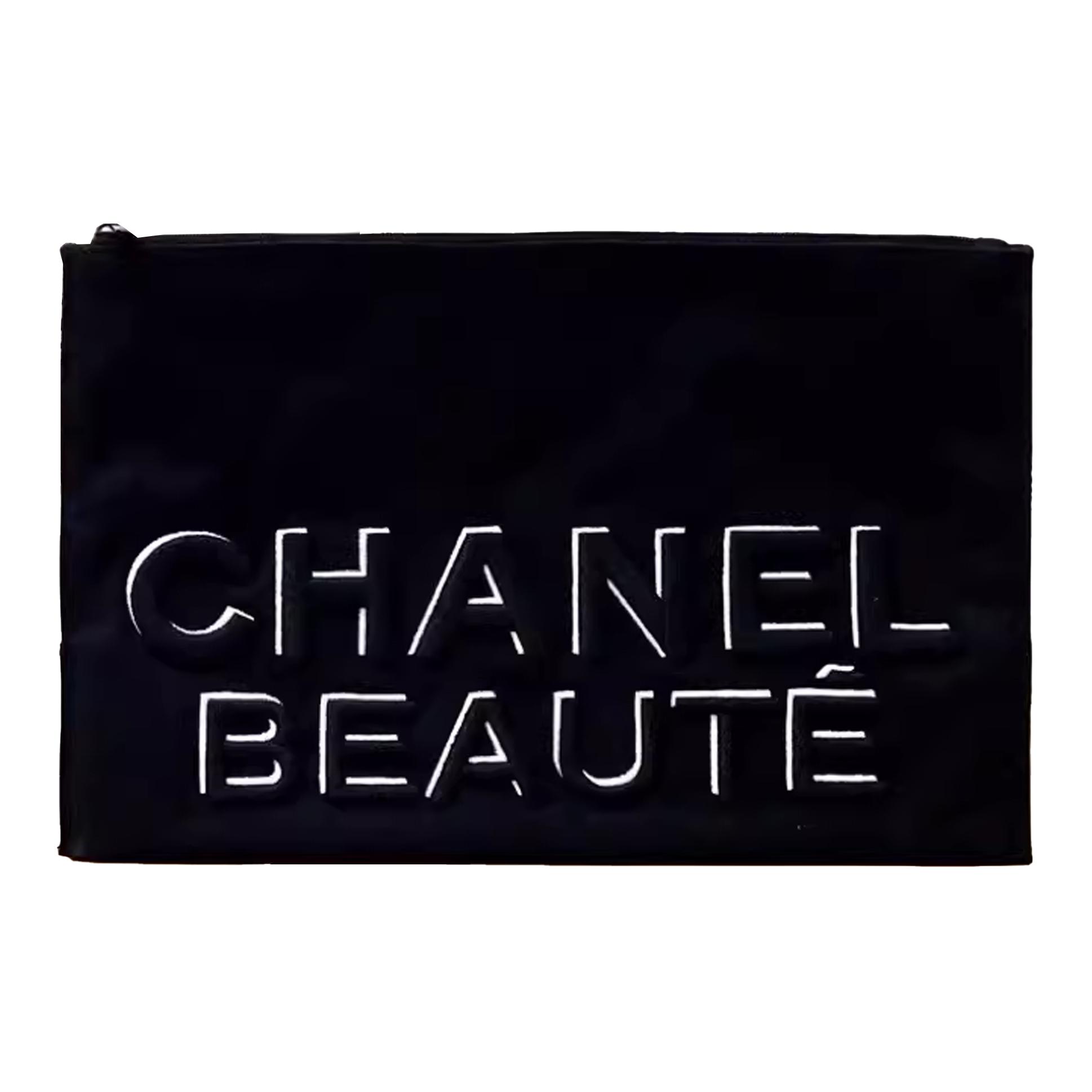 

CHANEL Черная сумка для макияжа с вышивкой Canvas для хранения