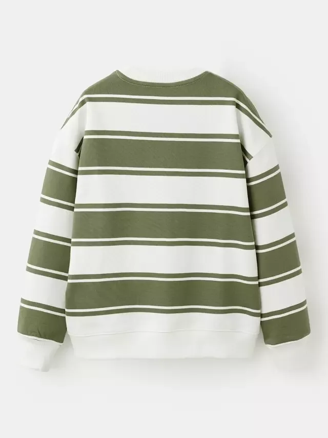 Детская хлопковая толстовка Sudadera в полоску, цвет хаки Mango — фото 2