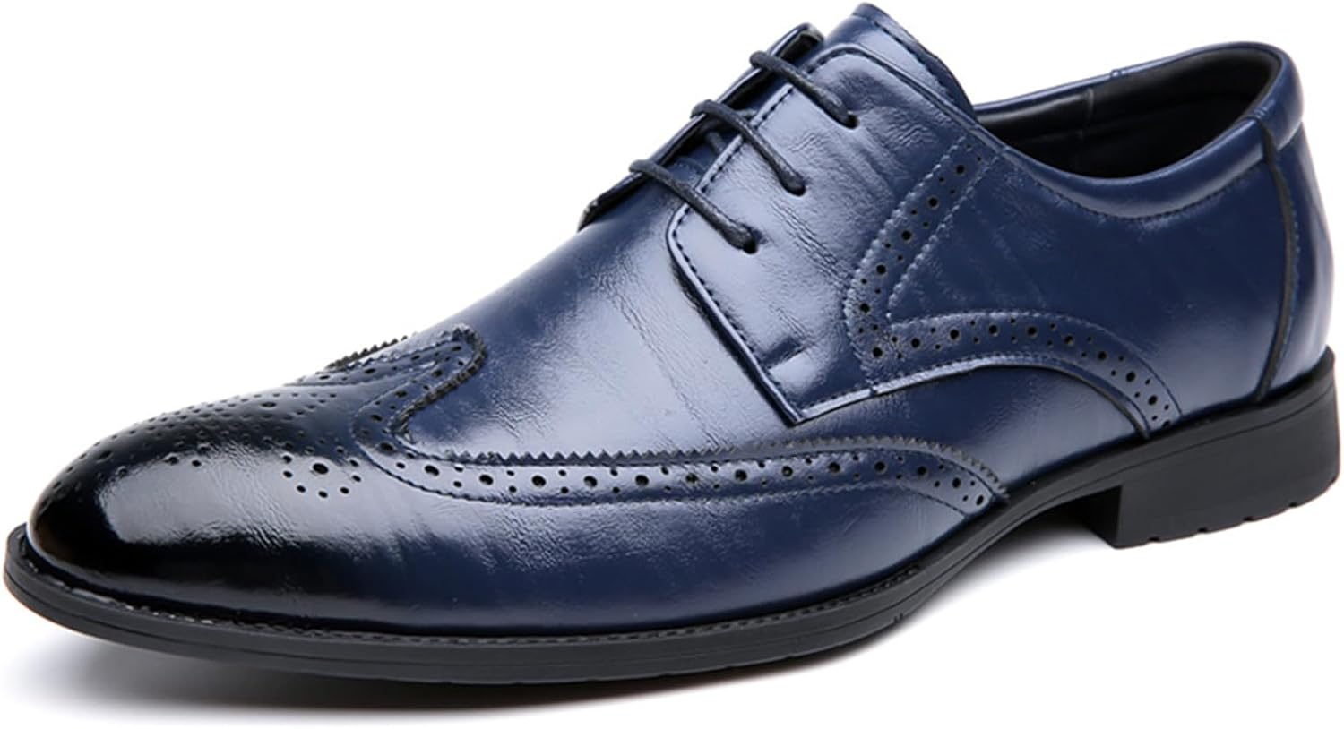 

Мужские классические оксфорды с шнуровкой, крыльями и брогированием, кожаные деловые формальные дерби Abborora, синий