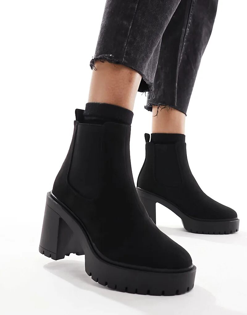 Женские ботинки челси  ASOS DESIGN Elma на массивном каблуке, черный — фото 2